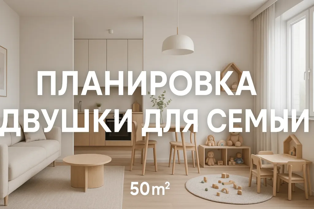 Дизайн двушки 50 кв.м: планировка для семьи с ребенком