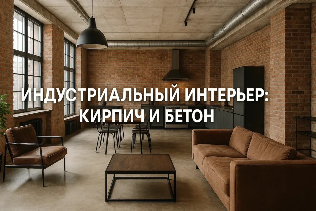 Индустриальный стиль в интерьере: кирпич и бетон в жилой квартире