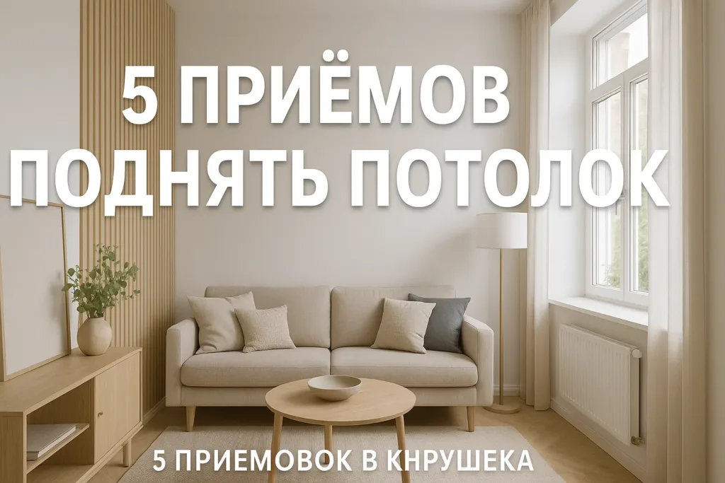 Интерьер гостиной в хрущевке: 5 приемов визуально поднять потолок