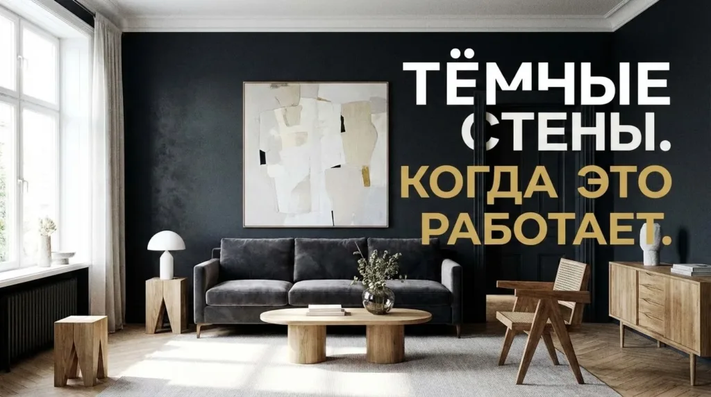 Темная стена в интерьере для создания уютной атмосферы