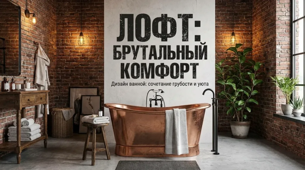 Ванна лофт дизайн: как совместить грубость и комфорт в интерьере ванной