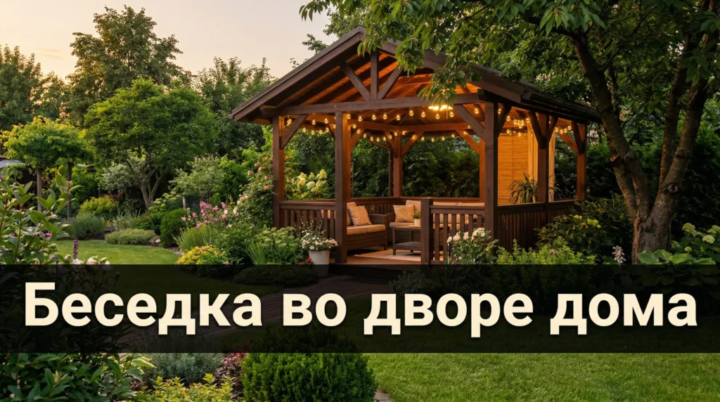 Беседка во дворе дома — варианты дизайна и обустройства