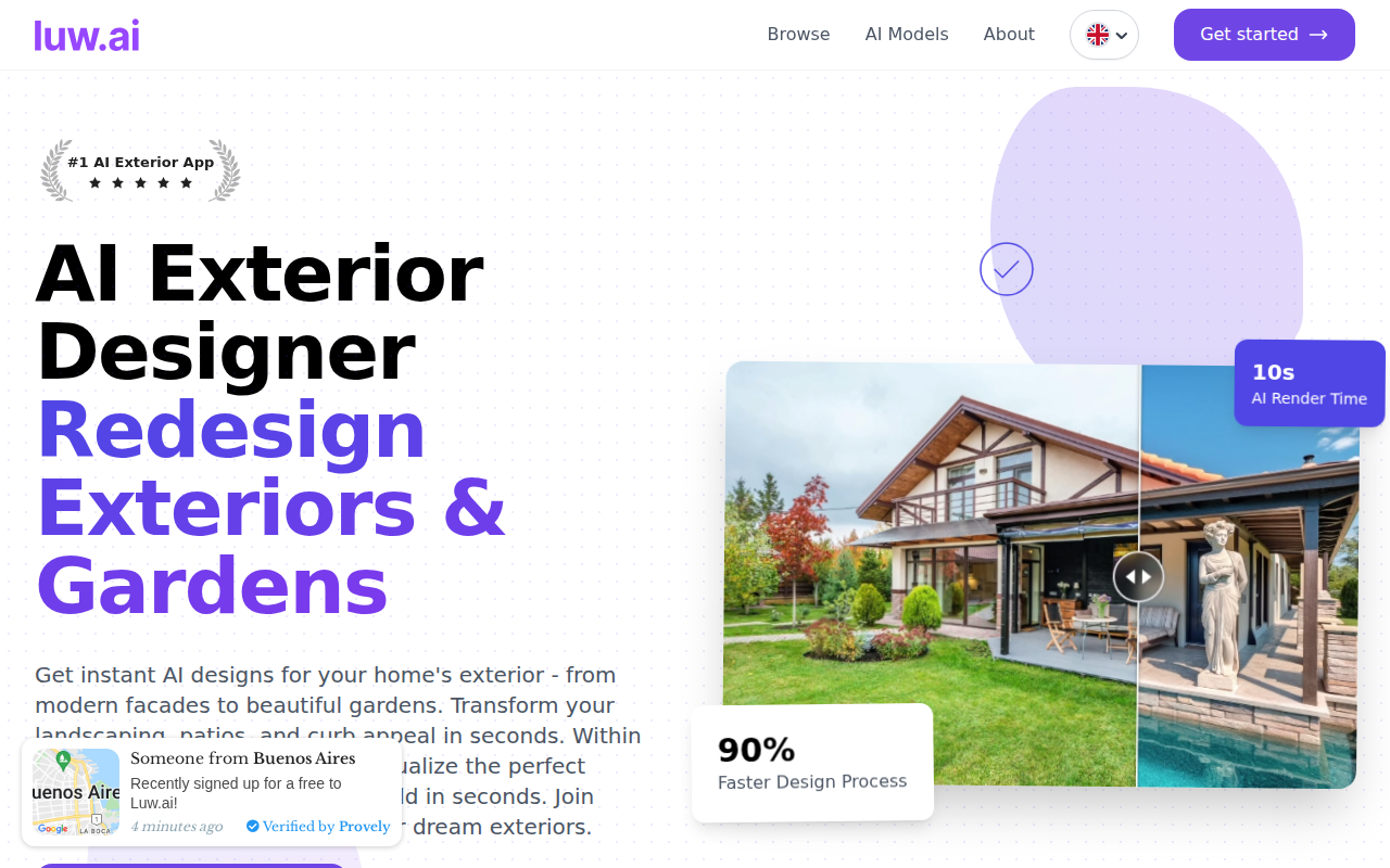 Скриншот Luw.ai — AI Exterior Designer