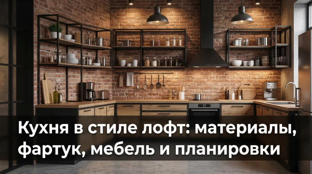 Кухня в стиле лофт: материалы, фартук, мебель и планировки