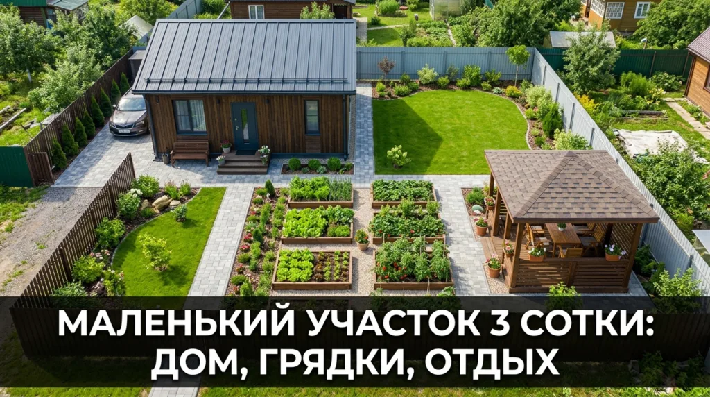 Маленький участок 3 сотки: дом, грядки, отдых
