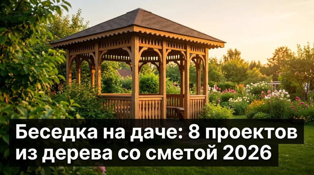 Беседка на даче: 8 проектов из дерева со сметой 2026