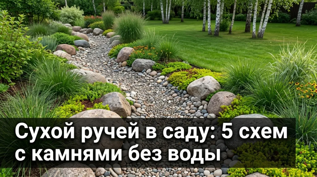 Сухой ручей в саду: 5 схем с камнями без воды