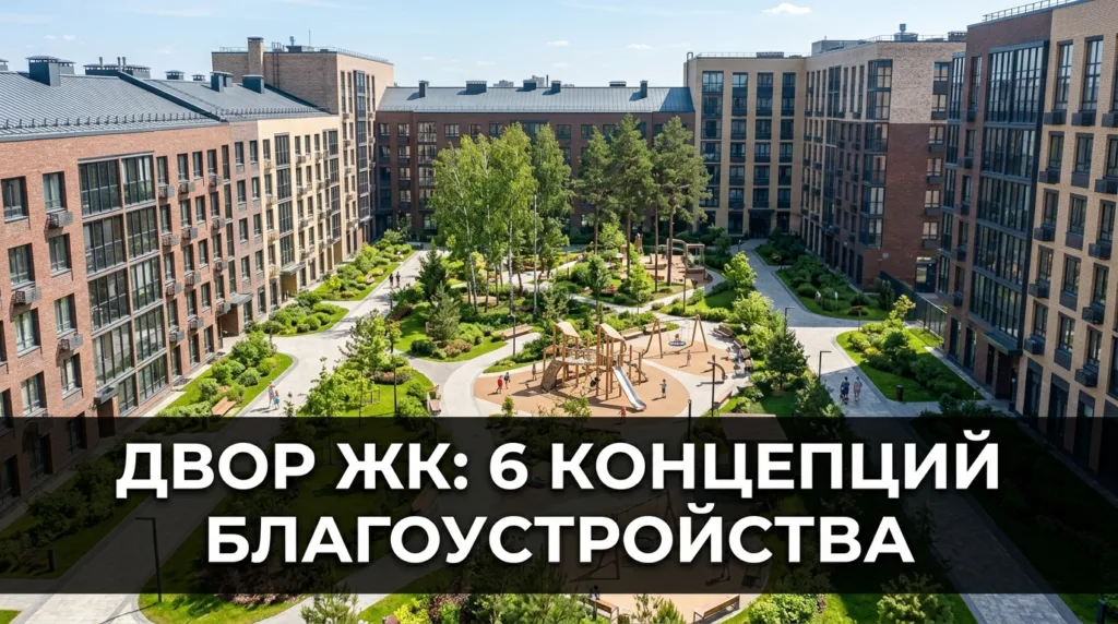 Двор ЖК: 6 концепций благоустройства — визуализация ИИ