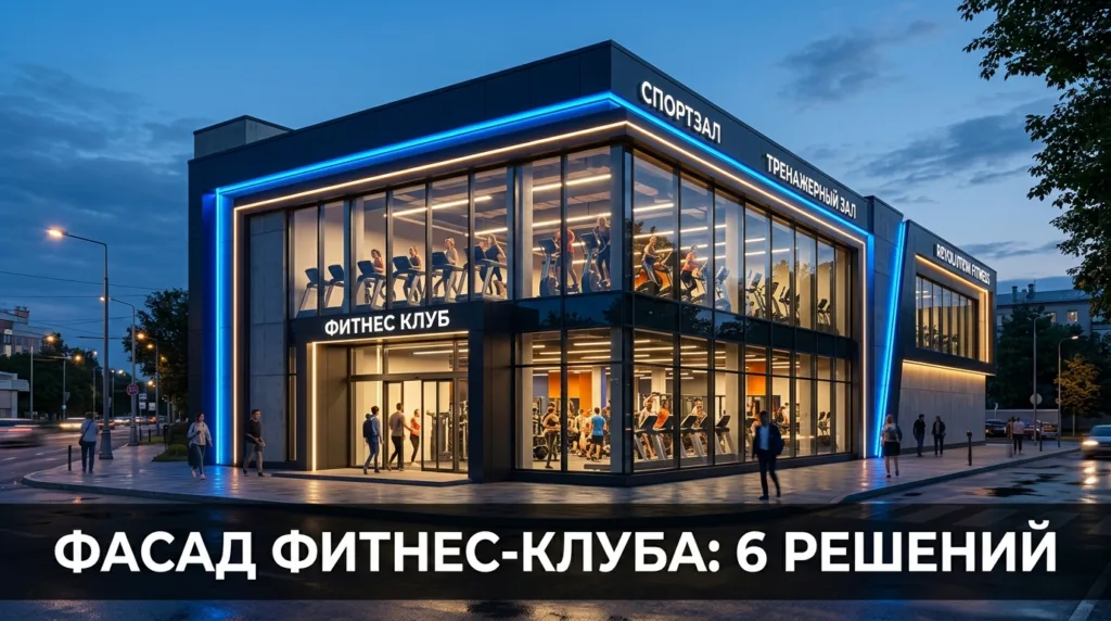 Фасад фитнес-клуба: 6 решений, что выделяют на улице