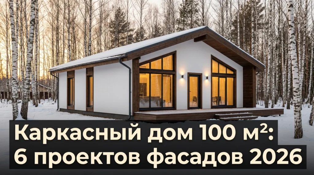 Каркасный дом 100 м²: 6 проектов фасадов 2026