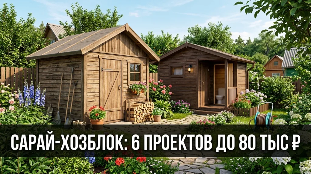 Сарай-хозблок: 6 проектов до 80 тыс ₽ — визуализация ИИ