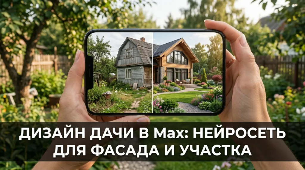 Дизайн дачи в Max: нейросеть для фасада и участка
