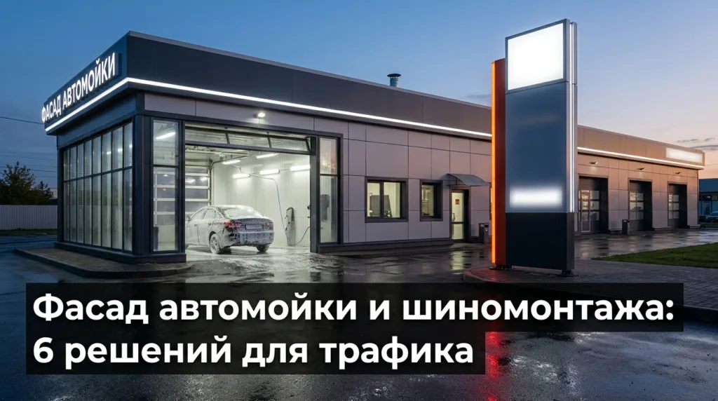 Фасад автомойки и шиномонтажа: 6 решений для трафика