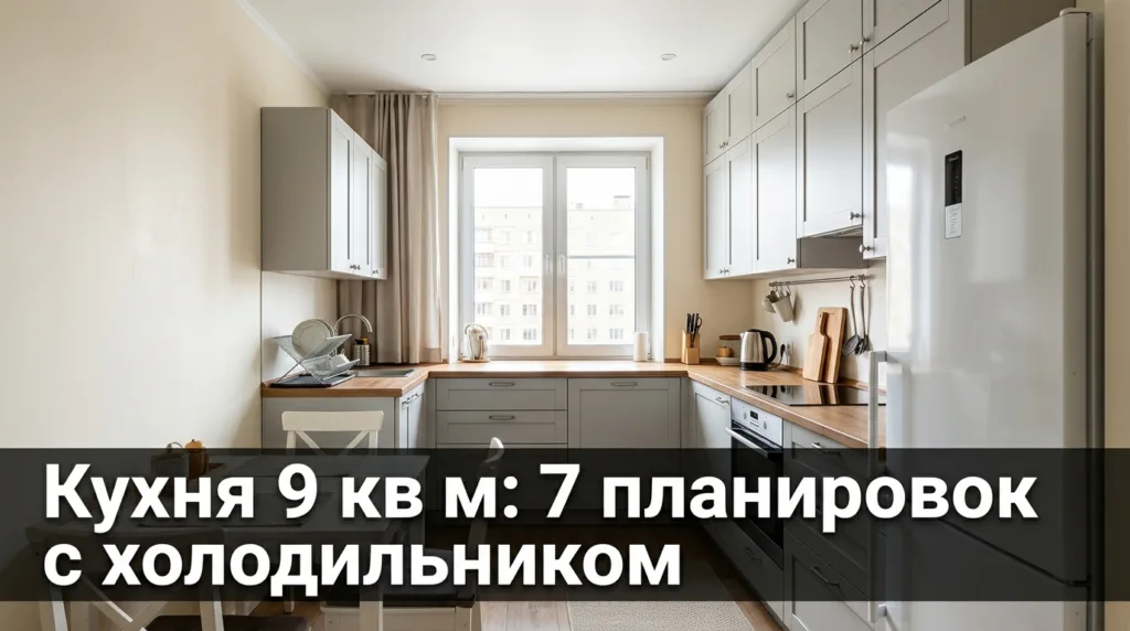 Кухня 9 кв м: 7 планировок с холодильником